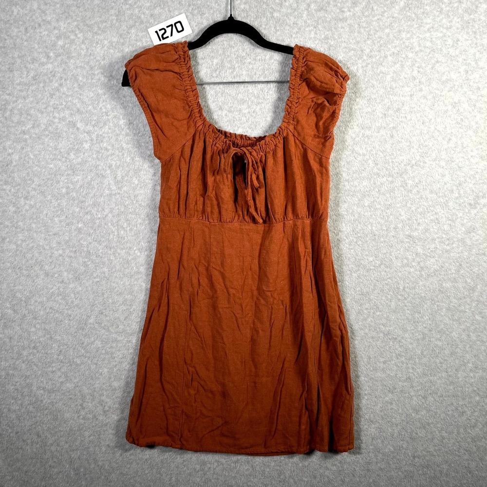 Aeropostale Keyhole Empire Waist Mini‎ Dress Womens Medium Rust Orange Rayon